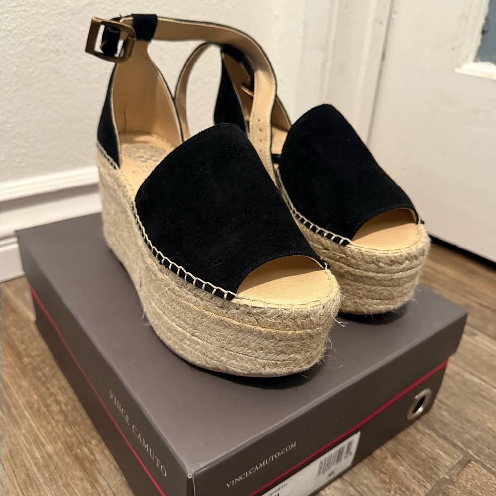Vince Camuto Black Platform Espadrilles